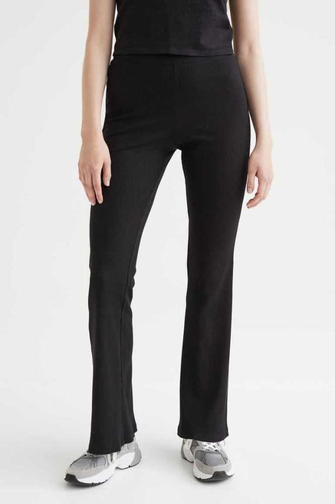 H&M Flared Leggings Hose Damen Schwarz | 7254-DXCHB