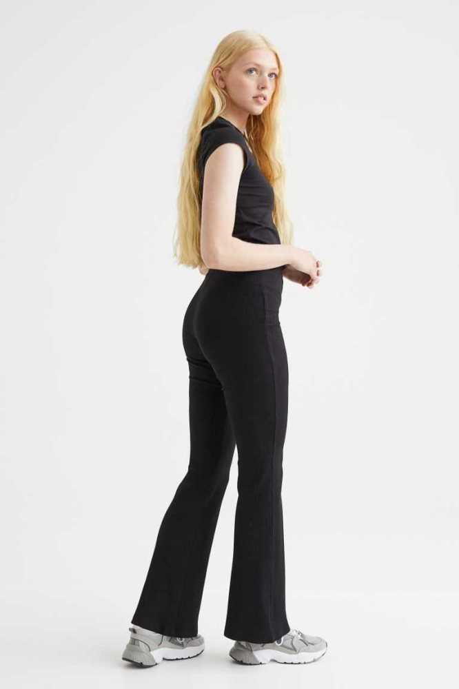 H&M Flared Leggings Hose Damen Schwarz | 7254-DXCHB