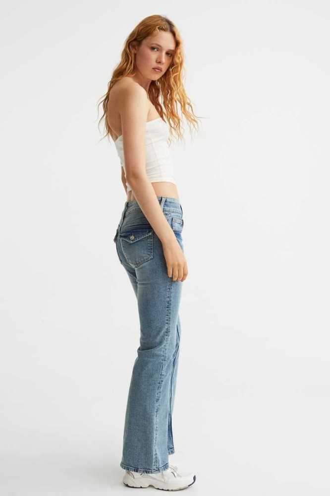 H&M Flared Low Jeans Damen Grau | 6871-YVUJF