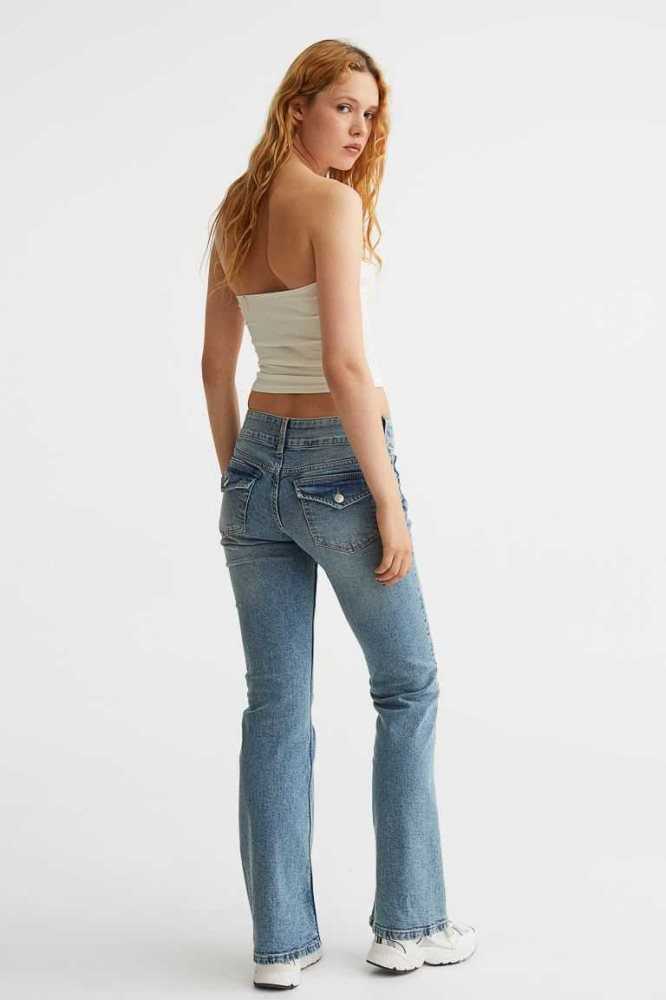 H&M Flared Low Jeans Damen Grau | 6871-YVUJF