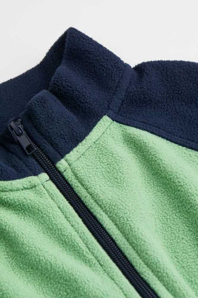 H&M Fleece Jacket Oberbekleidung Kinder Hellgrün Dunkelblau | 4351-PCMJO