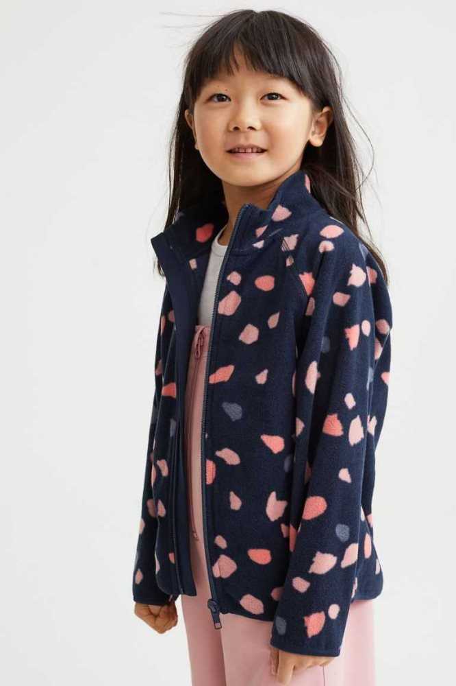 H&M Fleece Jacket Oberbekleidung Kinder Navy Blau | 4965-SKCWY