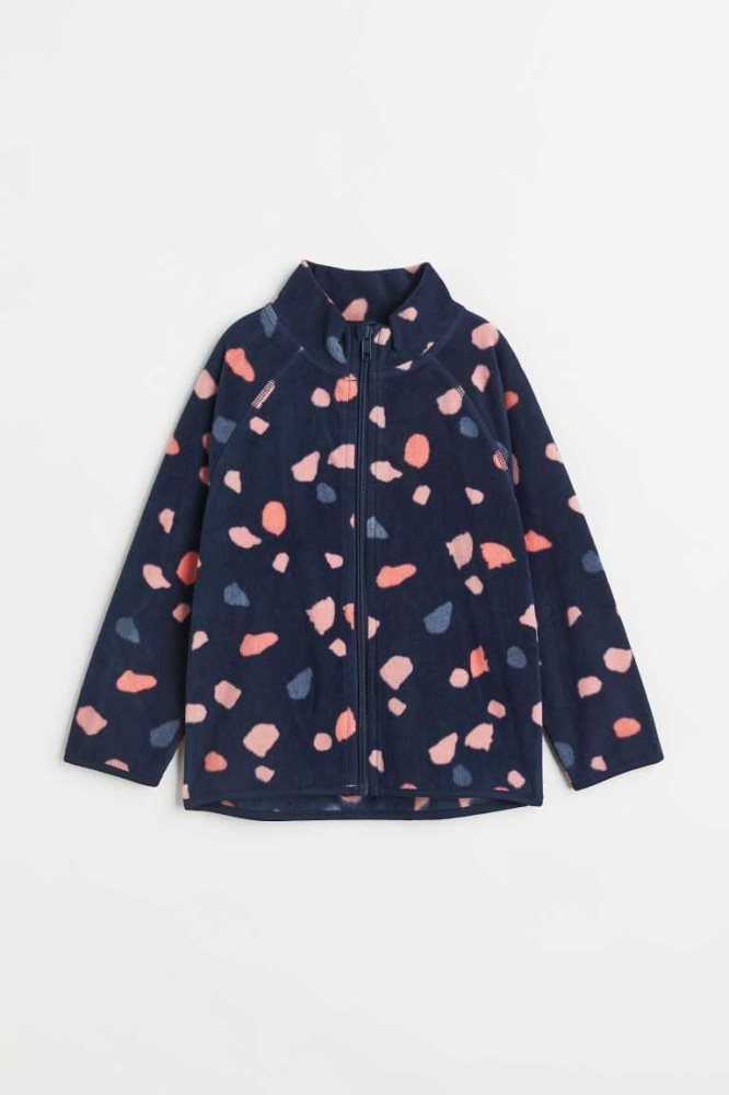 H&M Fleece Jacket Oberbekleidung Kinder Navy Blau | 4965-SKCWY