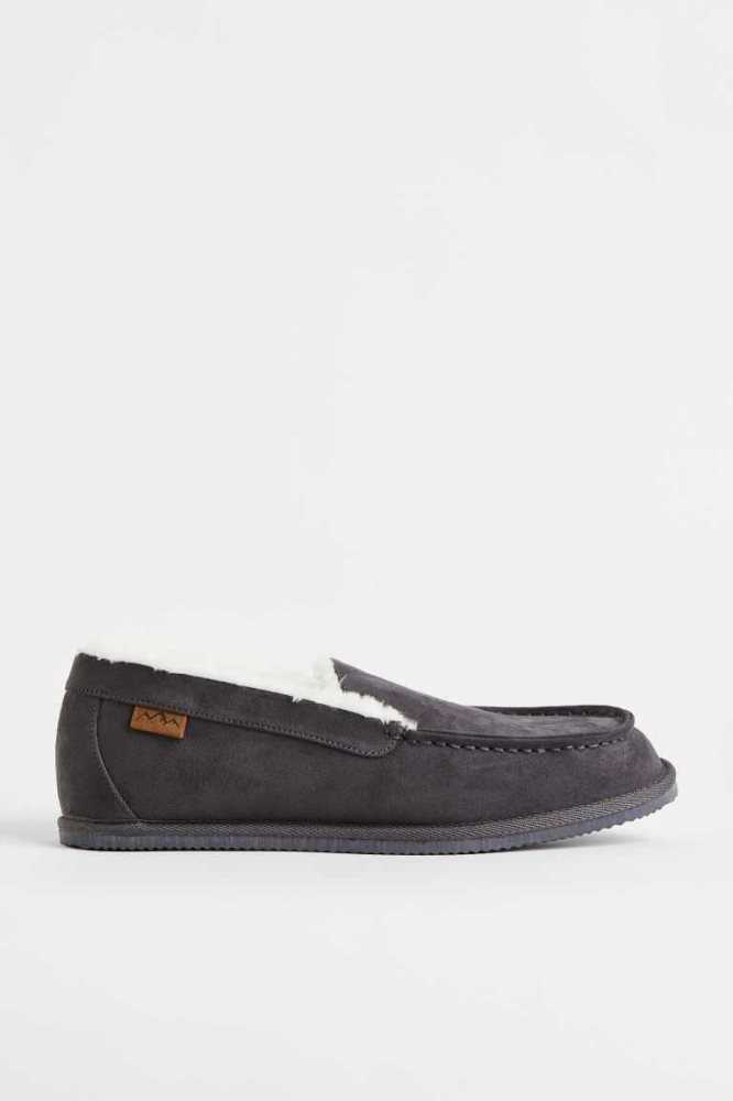 H&M Fleece-lined Slippers Loungewear Herren Dunkelgrau | 1950-HSQJU