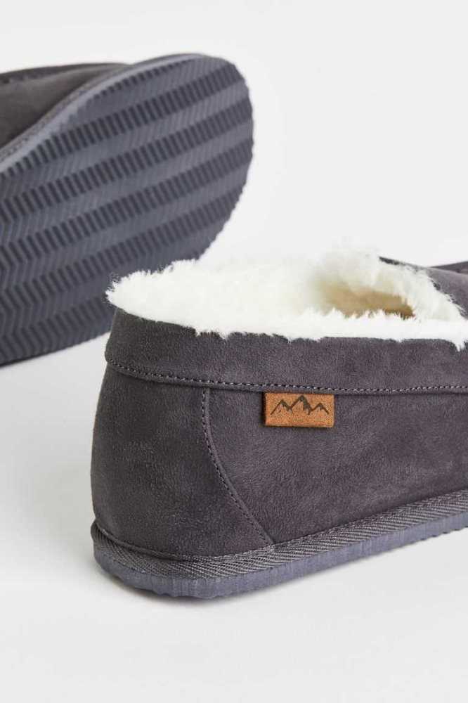 H&M Fleece-lined Slippers Loungewear Herren Dunkelgrau | 1950-HSQJU