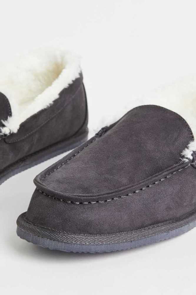 H&M Fleece-lined Slippers Loungewear Herren Dunkelgrau | 1950-HSQJU