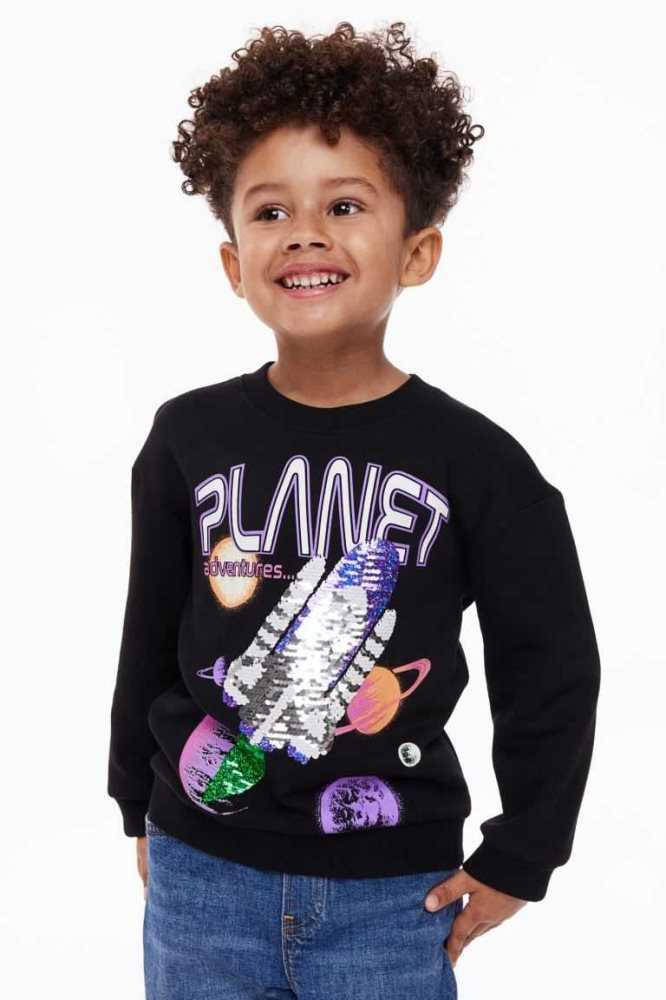 H&M Flip-sequin Hemd Kinder Hellgrau | 9471-MRLNQ