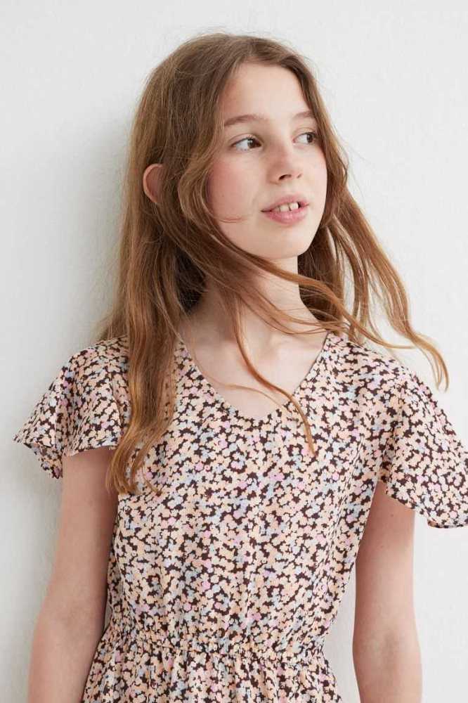 H&M Flounce-hem Kurzes Kleid Kinder Türkis | 7980-DGTEZ