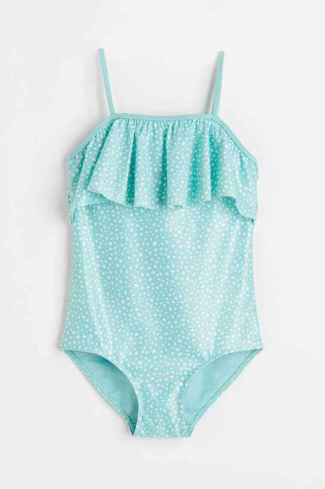 H&M Flounce-trimmed Bademode Kinder Hellblau | 8750-MCITK