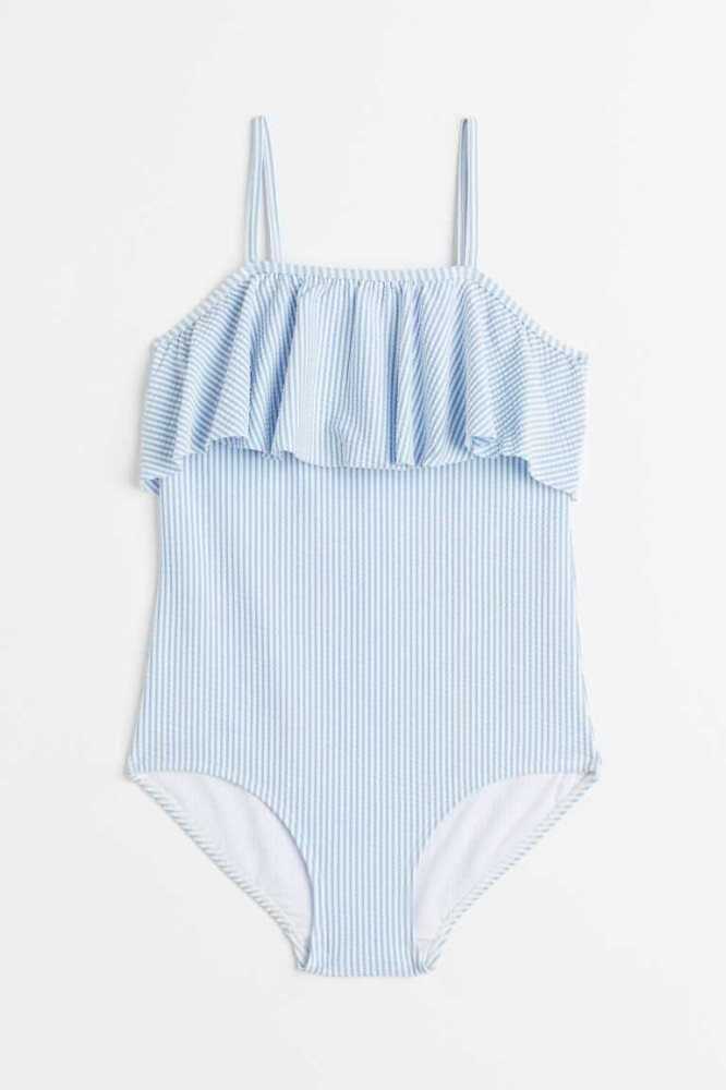 H&M Flounce-trimmed Bademode Kinder Hellblau | 8750-MCITK