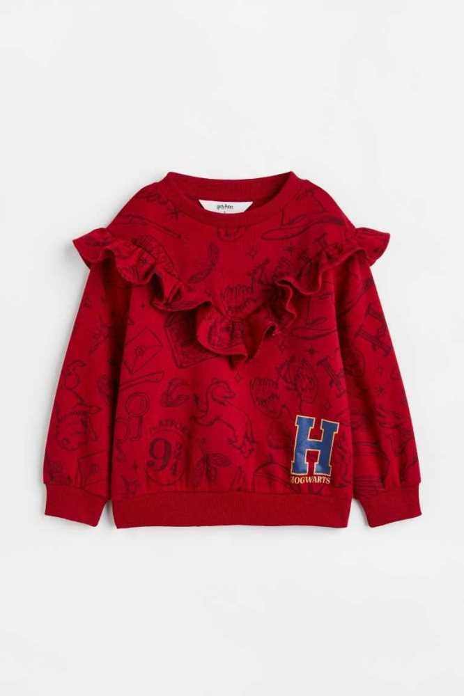 H&M Flounce-trimmed Hemd Kinder Rot | 8301-LREST