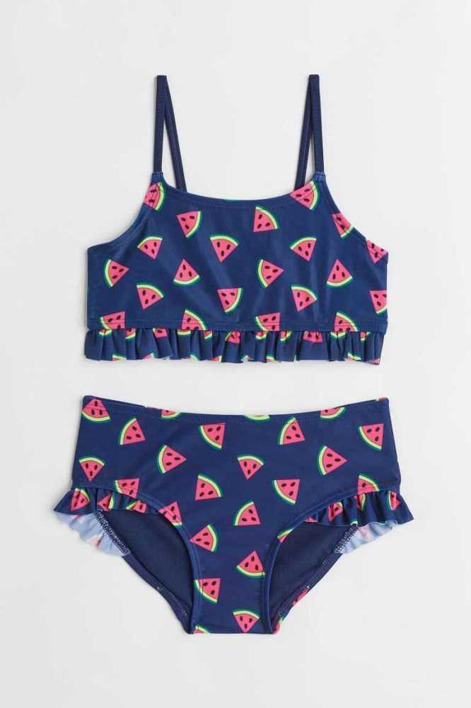 H&M Flounced Bikinihosen Kinder Navy Blau | 4518-RWSPT