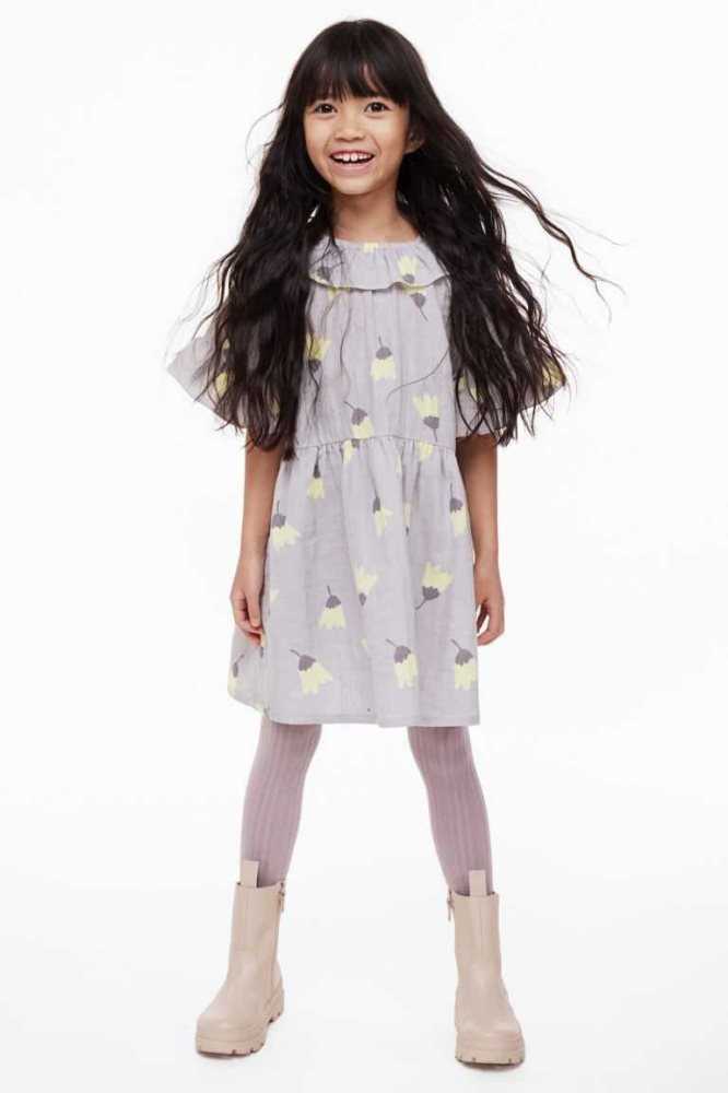 H&M Flounced Double-weave Kurzes Kleid Kinder Dunkelbraun | 2451-LJCMD