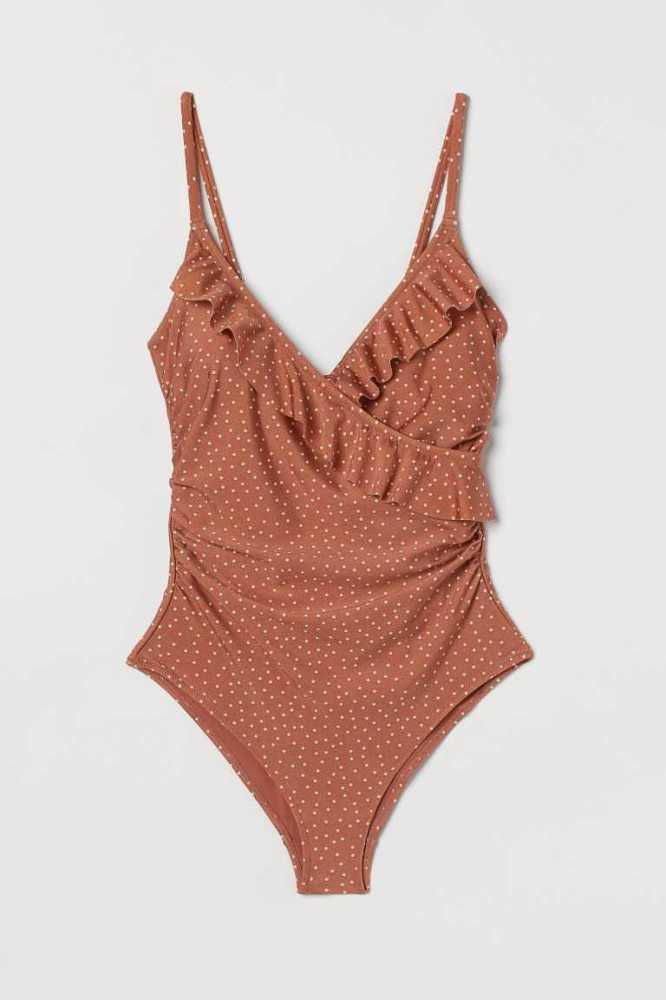 H&M Flounced Shaping Swimsuit Strandkleidung Damen Schwarz | 7618-WEJRH