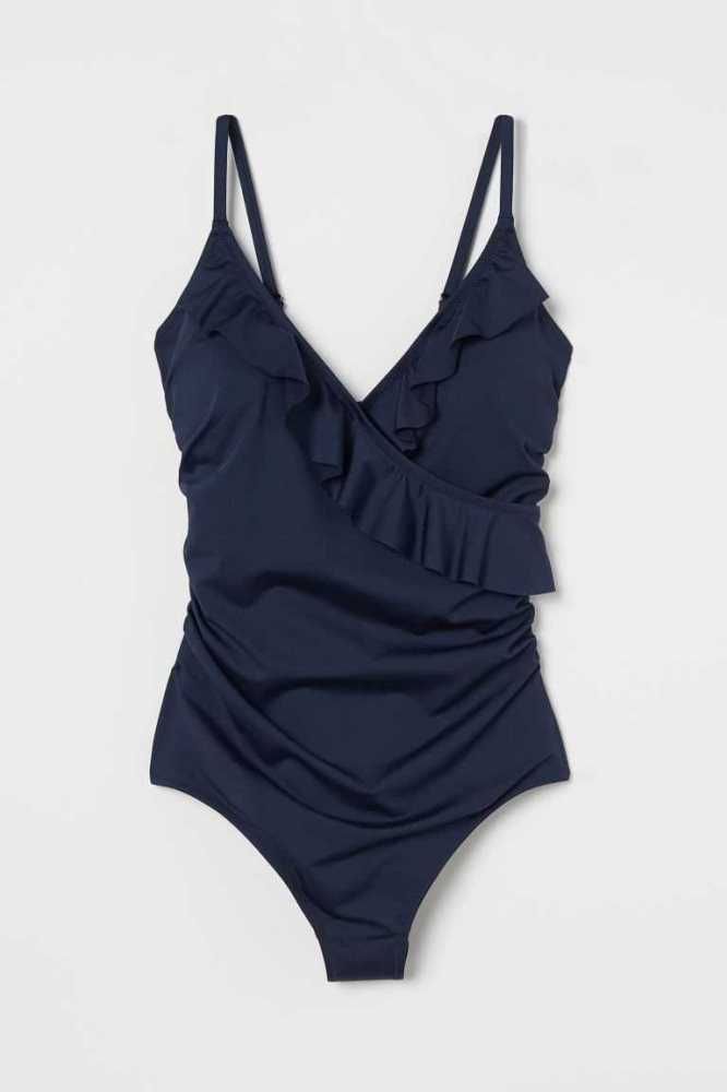 H&M Flounced Shaping Swimsuit Strandkleidung Damen Schwarz | 7618-WEJRH