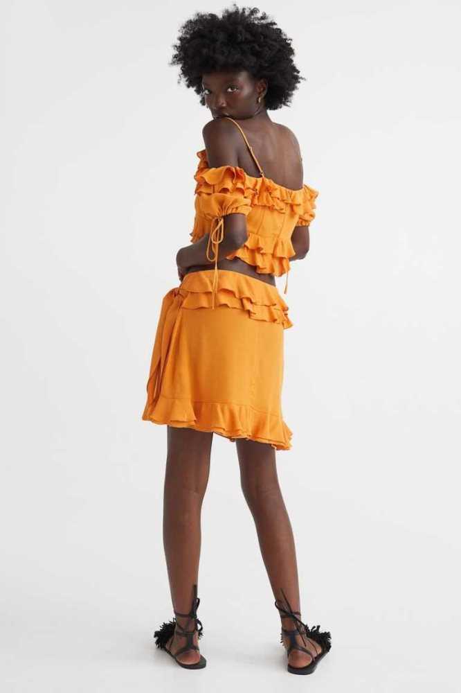 H&M Flounced Wrap-front Röcke Damen Orange | 5896-PXKUA