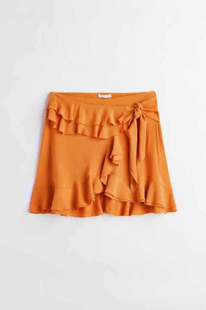 H&M Flounced Wrap-front Röcke Damen Orange | 5896-PXKUA