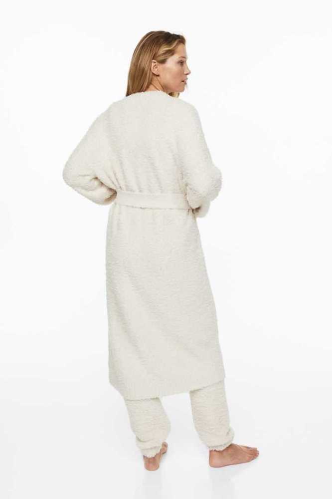 H&M Fluffy Bathrobe Nachtwäsche Damen Beige | 8401-OHABJ