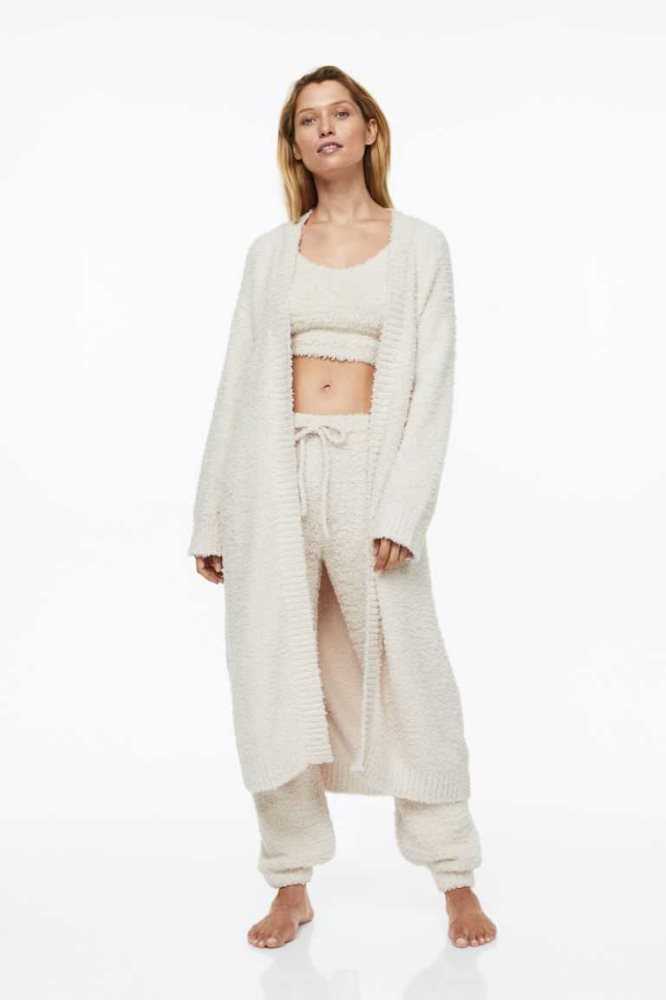 H&M Fluffy Bathrobe Nachtwäsche Damen Beige | 8401-OHABJ