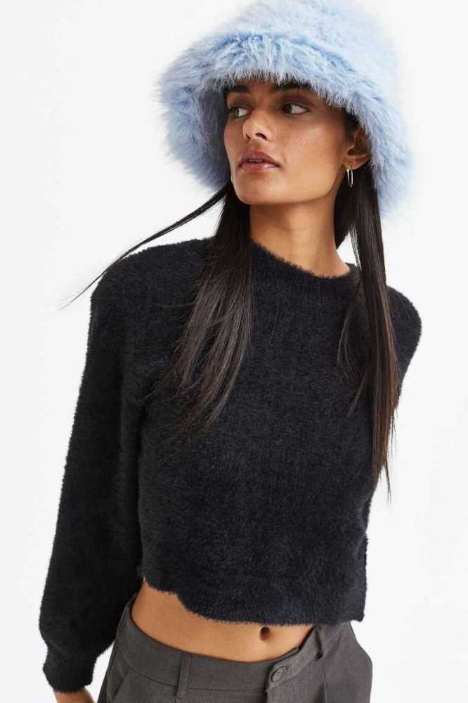 H&M Fluffy Bucket Hüte Damen Hellblau | 8019-WNVYJ