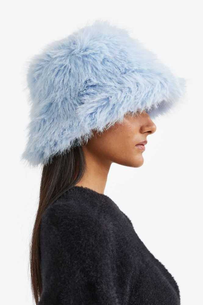 H&M Fluffy Bucket Hüte Damen Hellblau | 8019-WNVYJ