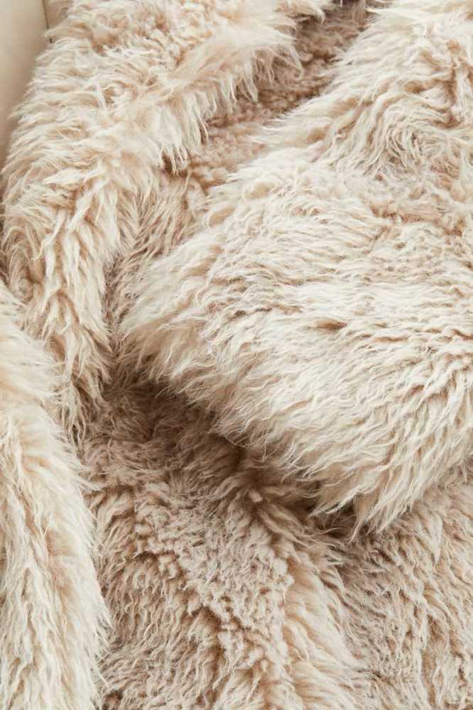 H&M Fluffy Jacke Damen Hellbeige | 9326-BNCKP