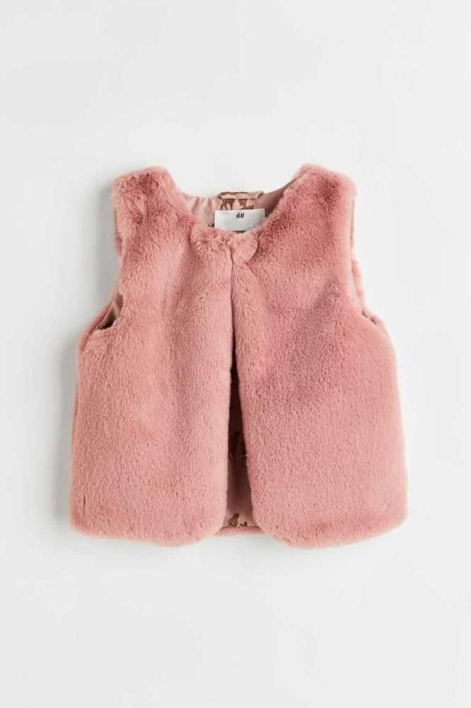 H&M Fluffy Vest Oberbekleidung Kinder Beige | 0789-GRCZA