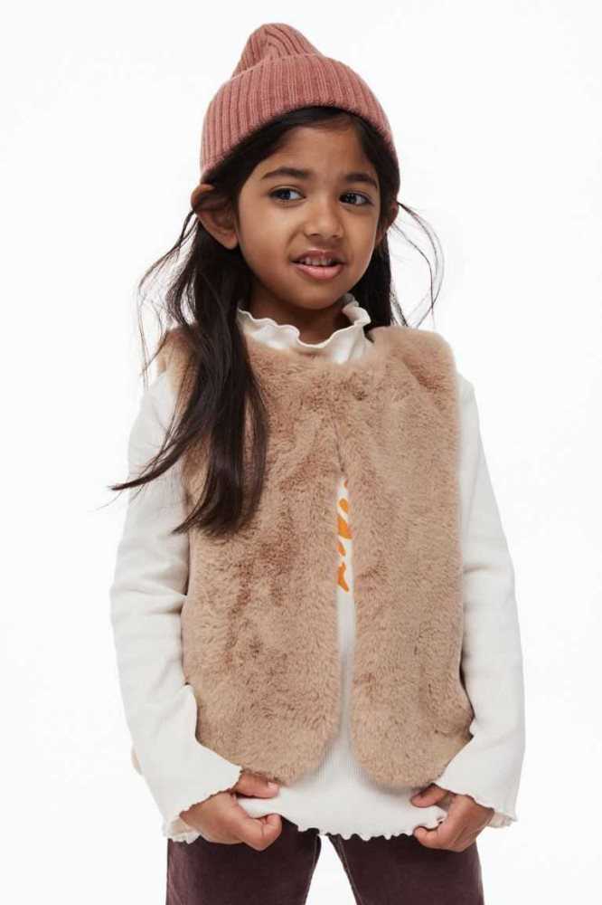 H&M Fluffy Vest Oberbekleidung Kinder Beige | 0789-GRCZA