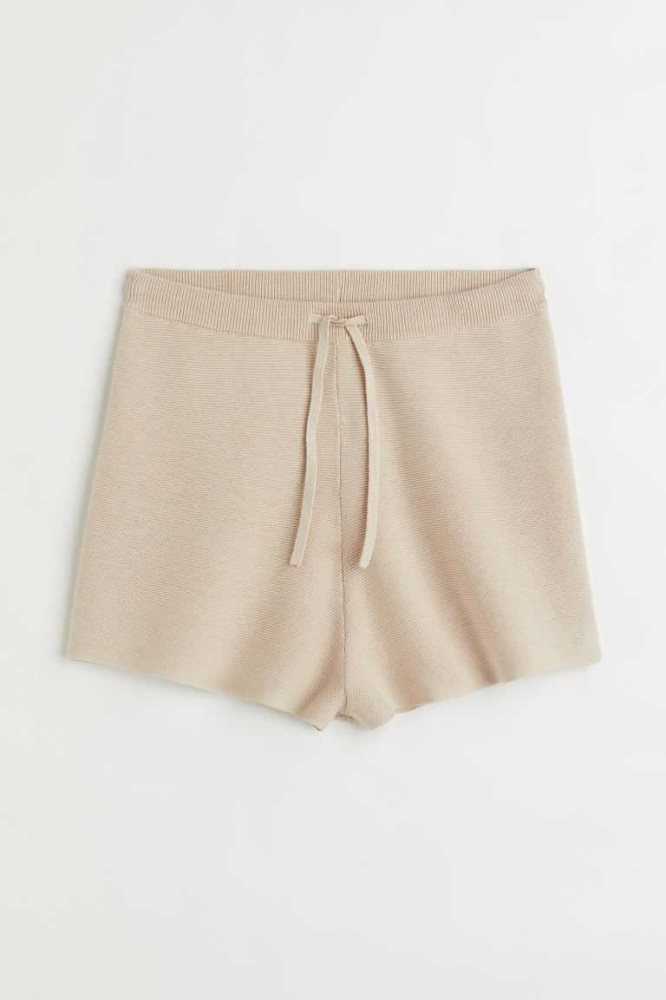 H&M Garter-stitched Shorts Loungewear Damen Hellbeige | 8072-JOAKH