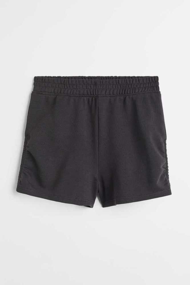 H&M Gathered Kurze Hose Kinder Dunkelgrau | 2946-GRWVZ