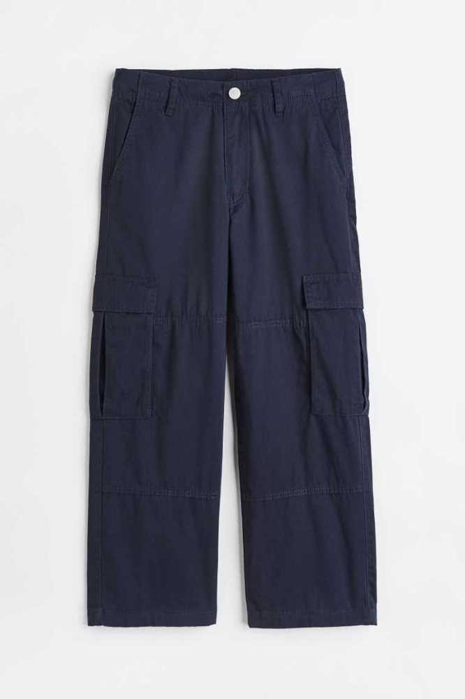 H&M Gefütterte Baumwoll Cargo Hose Kinder Navy Blau | 2145-UOFXR