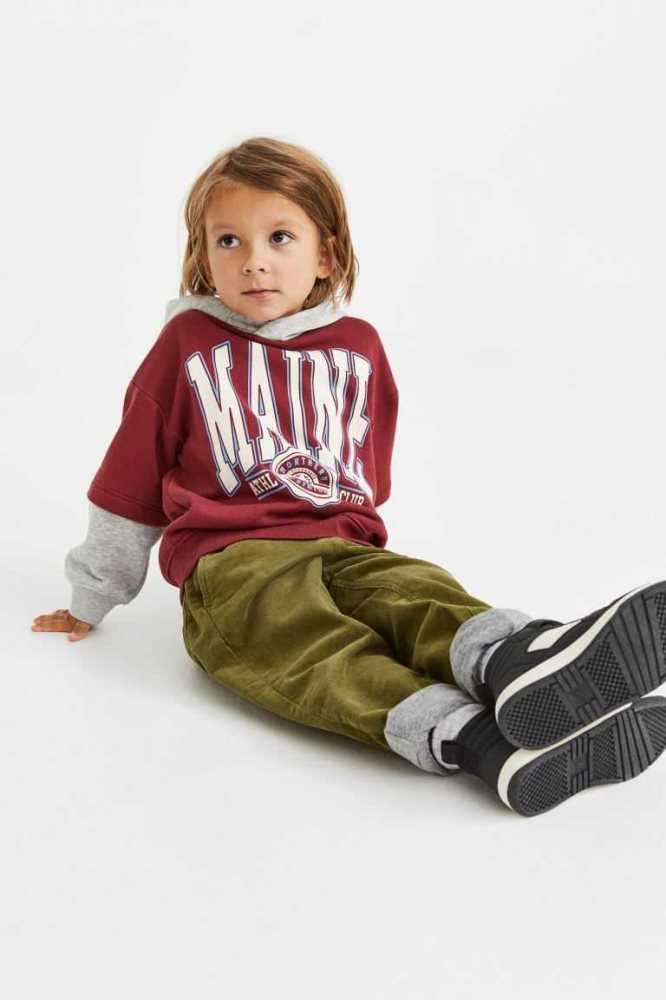 H&M Gefütterte Corduroy Jogginghose Kinder Olivgrün Grün | 3260-WLXPH