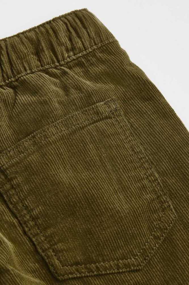 H&M Gefütterte Corduroy Jogginghose Kinder Olivgrün Grün | 3260-WLXPH