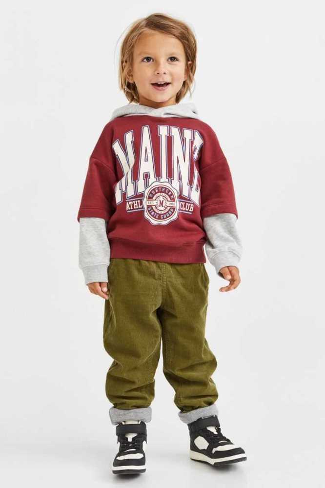 H&M Gefütterte Corduroy Jogginghose Kinder Olivgrün Grün | 3260-WLXPH