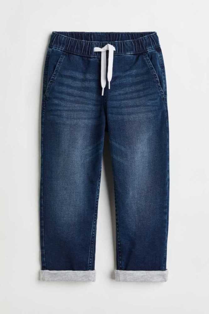 H&M Gefütterte Denim Jogginghose Kinder Dunkelblau | 2483-SPRVQ