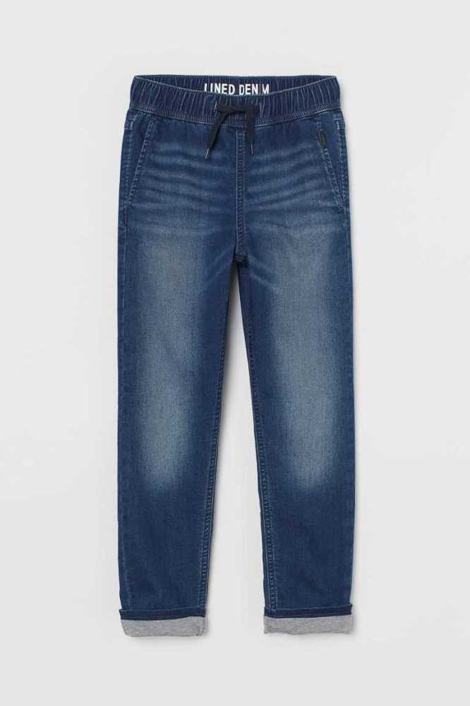 H&M Gefütterte Denim Jogginghose Kinder Blau | 8735-IZCDY