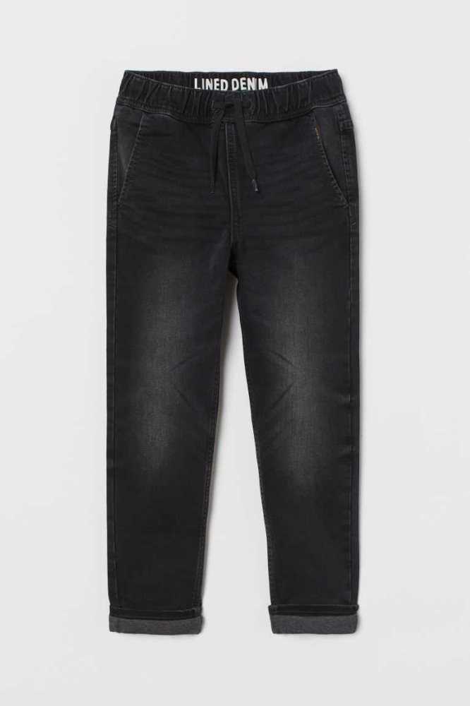 H&M Gefütterte Denim Jogginghose Kinder Dunkelblau | 9508-DMWOS