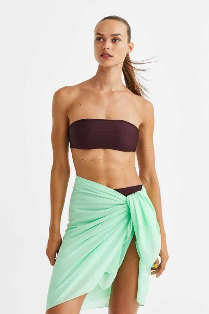 H&M Gepolstert Bandeau Bikini Top Strandkleidung Damen Weiß | 8621-PYHQV