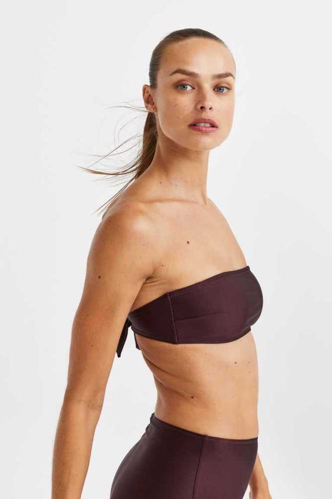 H&M Gepolstert Bandeau Bikini Top Strandkleidung Damen Weiß | 8621-PYHQV