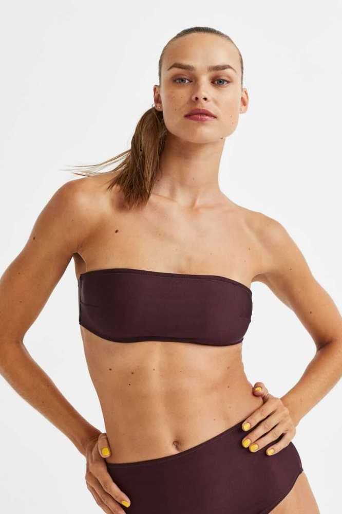 H&M Gepolstert Bandeau Bikini Top Strandkleidung Damen Weiß | 8621-PYHQV