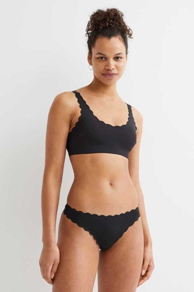 H&M Gepolstert Bikini Top Strandkleidung Damen Schwarz | 0249-JODAC