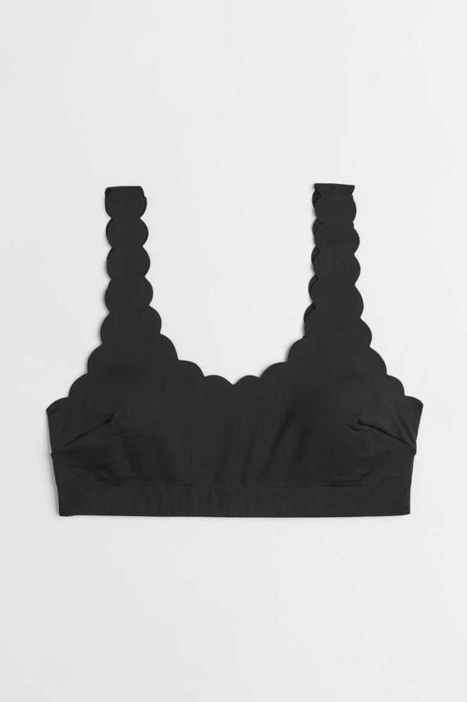 H&M Gepolstert Bikini Top Strandkleidung Damen Schwarz | 0249-JODAC