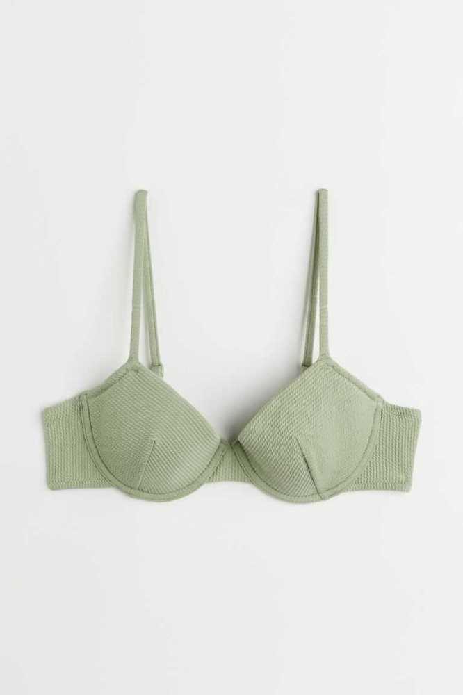 H&M Gepolstert Bikini Top Strandkleidung Damen Hellgelb | 0329-QXGYI