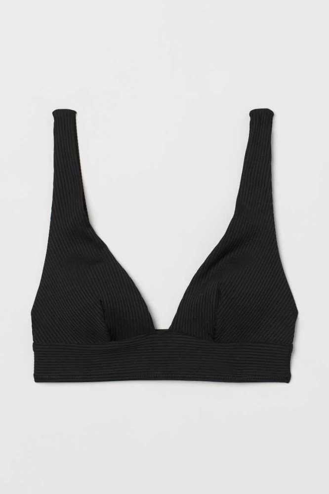 H&M Gepolstert Bikini Top Strandkleidung Damen Hellkhaki Grün | 0526-VKURM