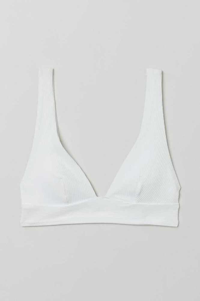 H&M Gepolstert Bikini Top Strandkleidung Damen Hellkhaki Grün | 0526-VKURM