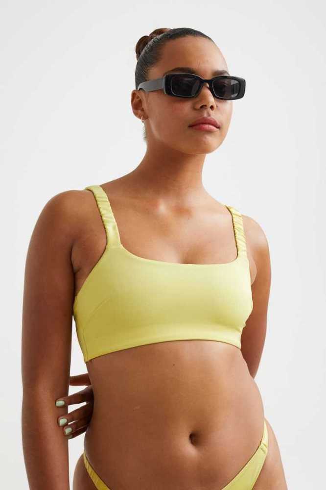 H&M Gepolstert Bikini Top Strandkleidung Damen Hellgelb | 0614-KYHSU