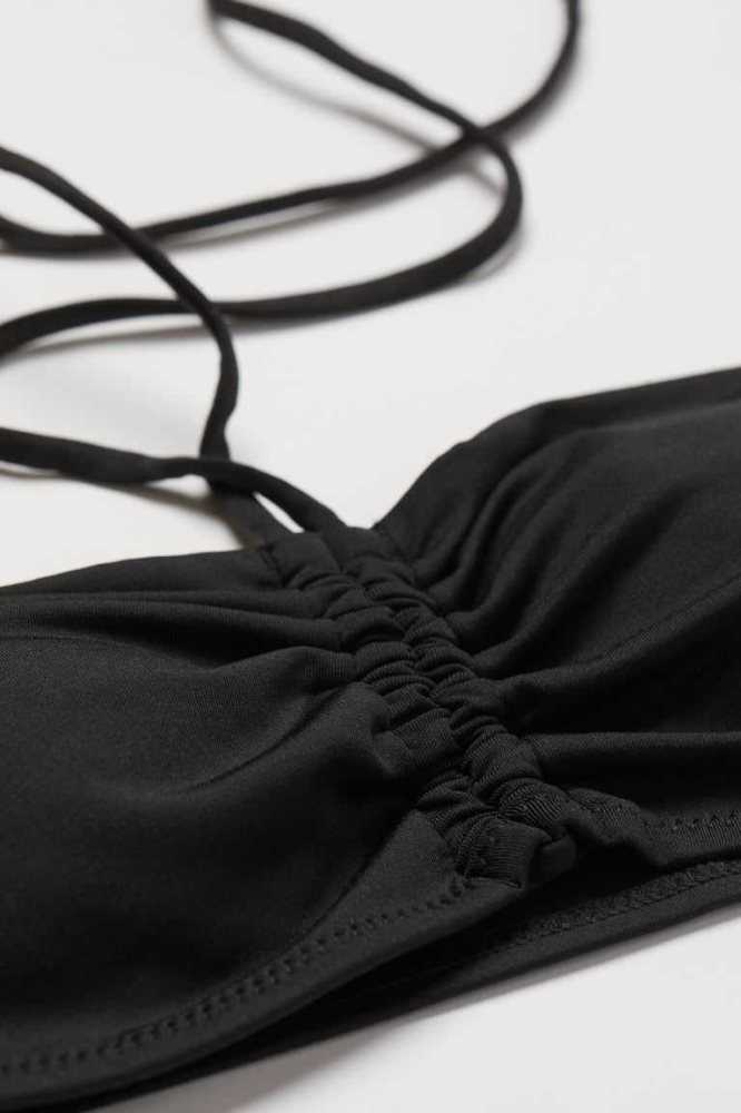 H&M Gepolstert Bikini Top Strandkleidung Damen Schwarz | 0932-AYQOT