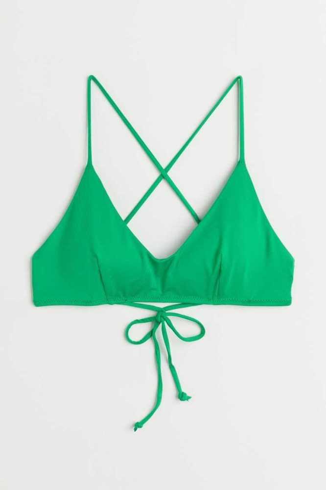 H&M Gepolstert Bikini Top Strandkleidung Damen Braun | 1275-EPGOV