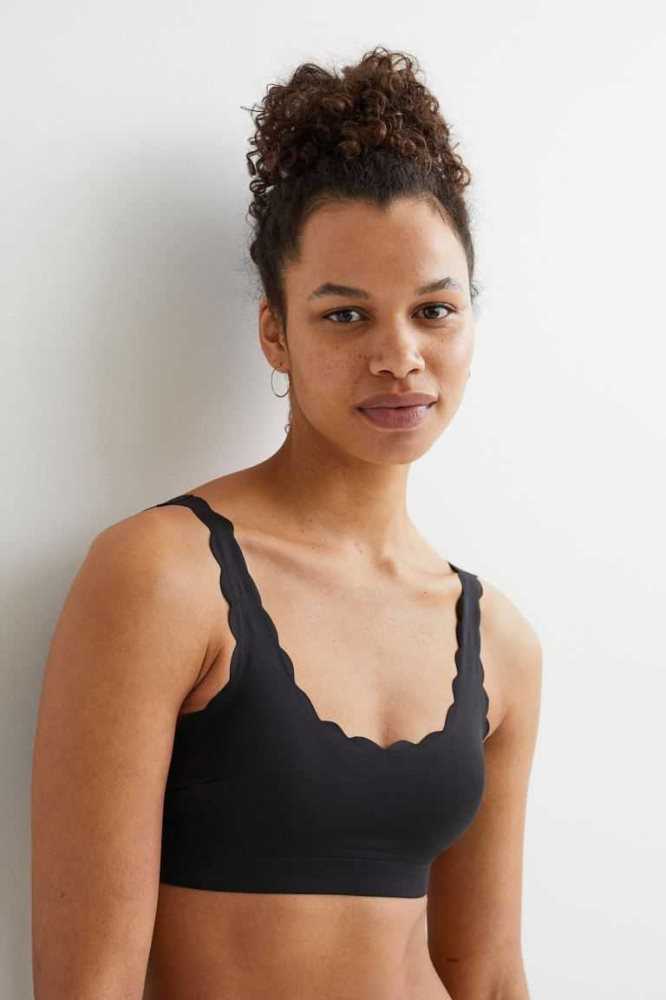 H&M Gepolstert Bikini Top Strandkleidung Damen Dunkelgrün | 1503-LNZAR