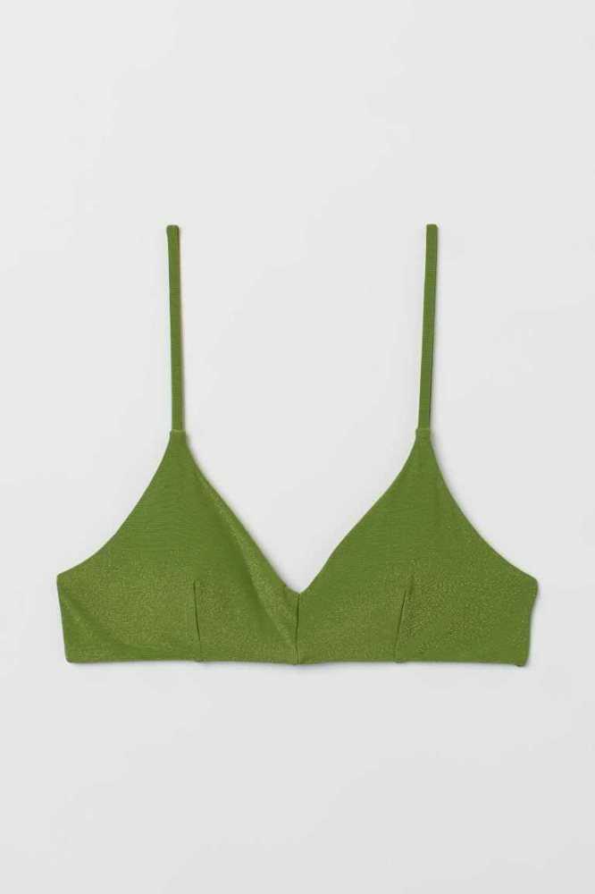 H&M Gepolstert Bikini Top Strandkleidung Damen Hellgrün | 3961-OVUZT